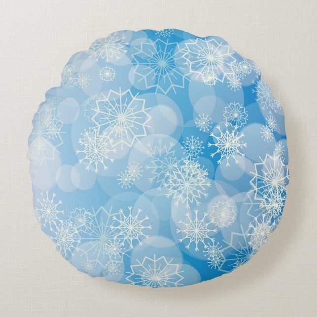 Snowflake background rundes kissen (Vorderseite)