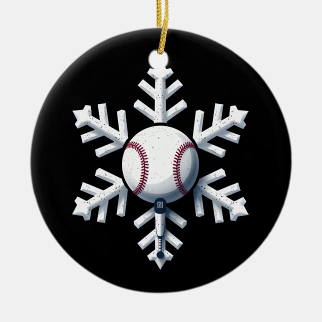 Snowflake Baseball Player Ball Winter Kinder Männe Keramik Ornament (Vorne)