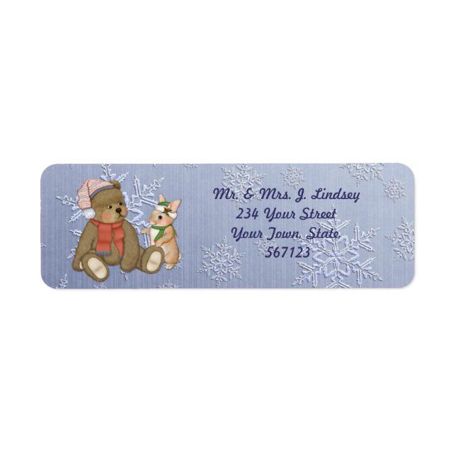 Snowflake Bear & Bunny Address Label (Vorne)