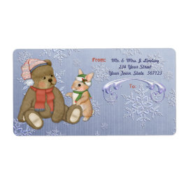 Snowflake Bear & Bunny Shipping Label