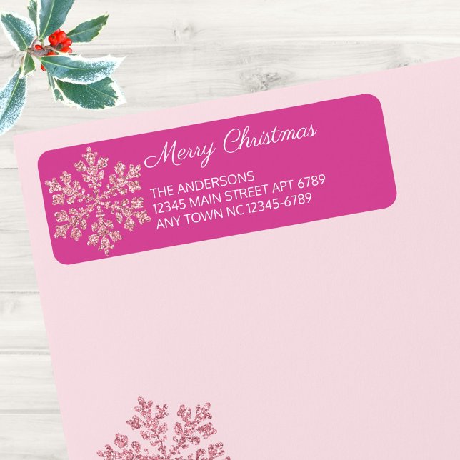 Snowflake Berry Bling Informelle Lässige Weihnacht (Add these deep rich pink return address labels to your essential Christmas mailing supplies)
