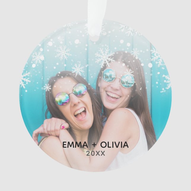 Snowflake Best Friends Foto Ornament (Vorderseite)