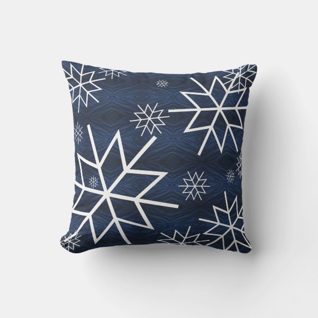 Snowflake Blau & Weiß Weihnachtsdekoration Kissen (Vorderseite)
