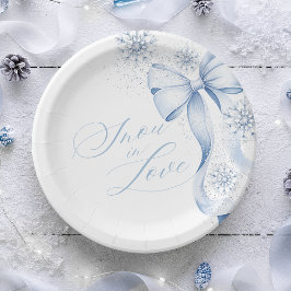 Snowflake Blue Bow Winter Brautparty Papierplatte Pappteller