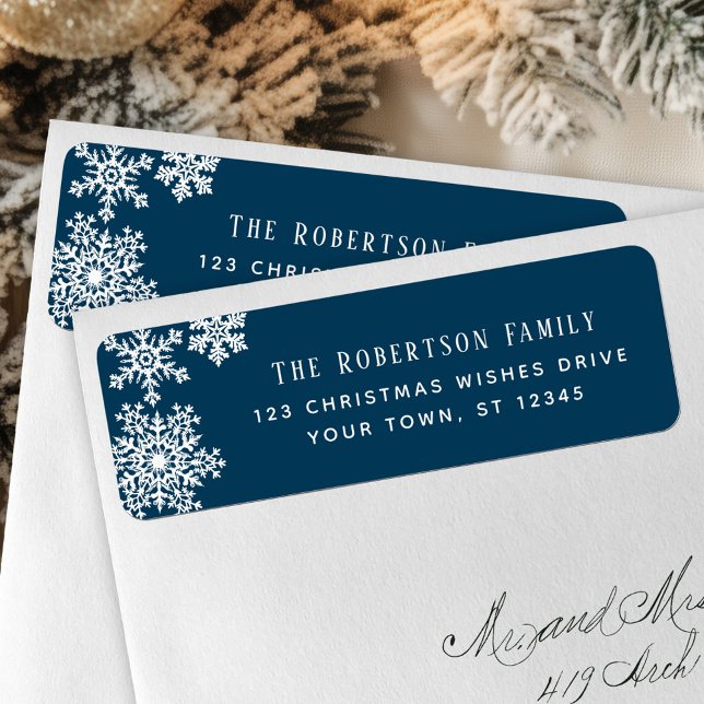 Snowflake Blue Christmas Holiday Return Address (Von Creator hochgeladen)