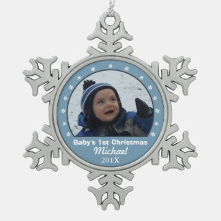 Snowflake Blue Foto Ornament