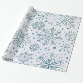 Snowflake Blue Glitzer Pattern Geschenkpapier