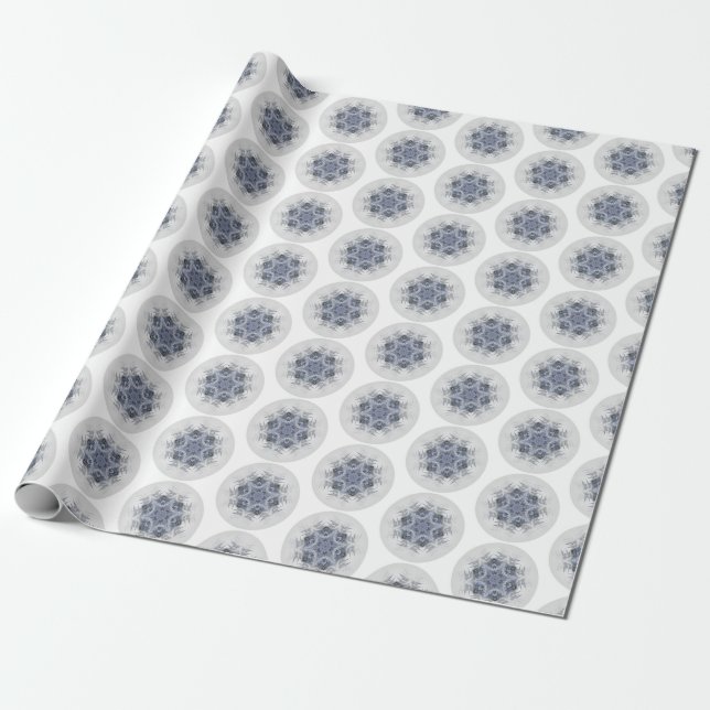 Snowflake Blue Gray Boho Chic Geschenkpapier (Ungerollt)