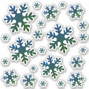Snowflake Blue Green Snow Winter Weihnachten Aufkleber