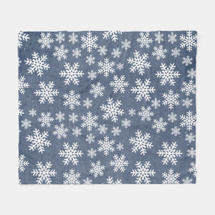 Snowflake Blue Holiday Winter Snow Pattern Fleecedecke