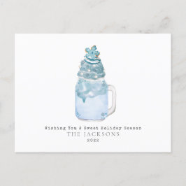 Snowflake Blue Milkshake Sweet Christmas Feiertagspostkarte