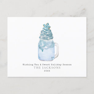 Snowflake Blue Milkshake Sweet Christmas Feiertagspostkarte