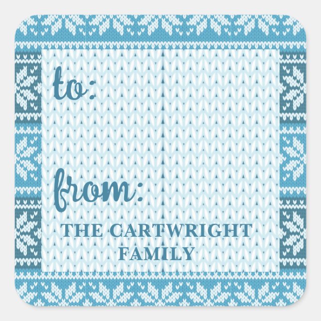 Snowflake Blue Nordic Sweep Quadratischer Aufkleber (Vorderseite)