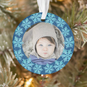 Snowflake Blue Opal 2 Side Foto Großeltern Ornament