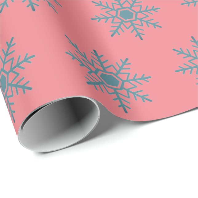 Snowflake Blue Pattern Motif Winter Geschenkpapier (Rolleneckpunkt)
