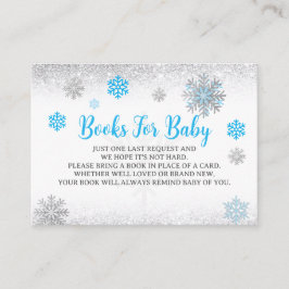 Snowflake Blue & Silver Baby Shower Book Request Begleitkarte