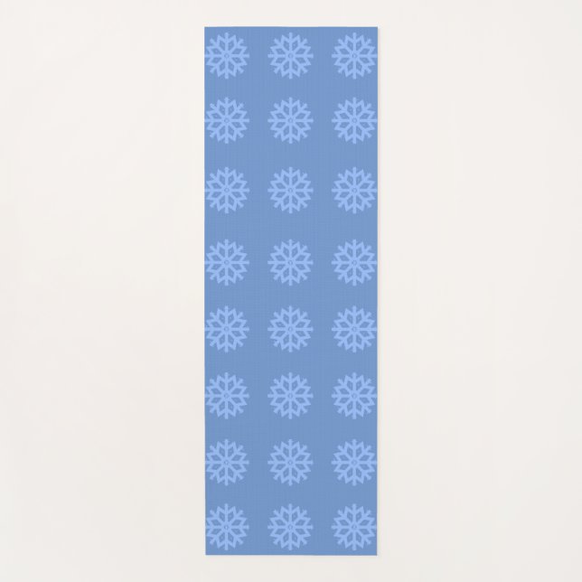 Snowflake Blue Winter Pattern Yogamatte (Vorderseite)
