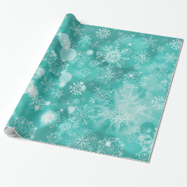 Snowflake Bokeh Aquamarin Geschenkpapier