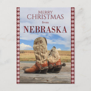 Snowflake Border Nebraska Cowboy Boots Weihnachten