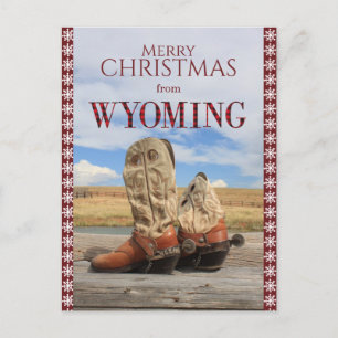 Snowflake Border Wyoming Cowboy Boots Weihnachten