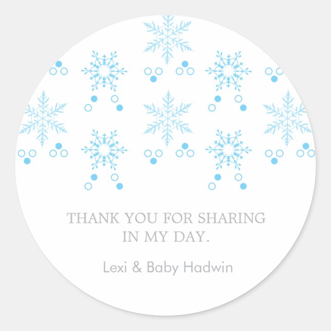 Snowflake | Boy Baby Shooter Favor Sticker (Vorderseite)
