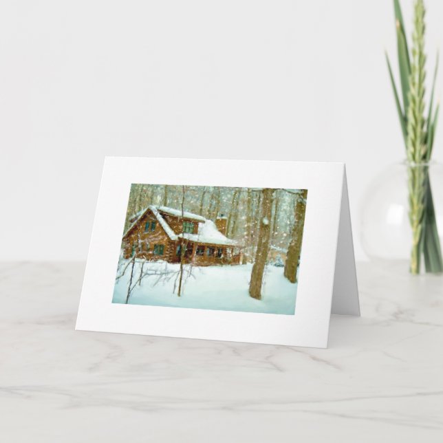 Snowflake Cabin Card Feiertagskarte (Vorderseite)