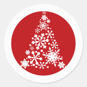 Snowflake Christimas Tree Runder Aufkleber