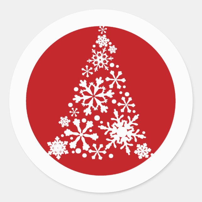 Snowflake Christimas Tree Runder Aufkleber (Vorderseite)