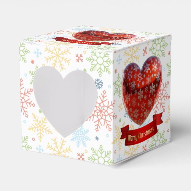 Snowflake Christmas Heart Window Favor Box Geschenkschachtel (Vorderseite)