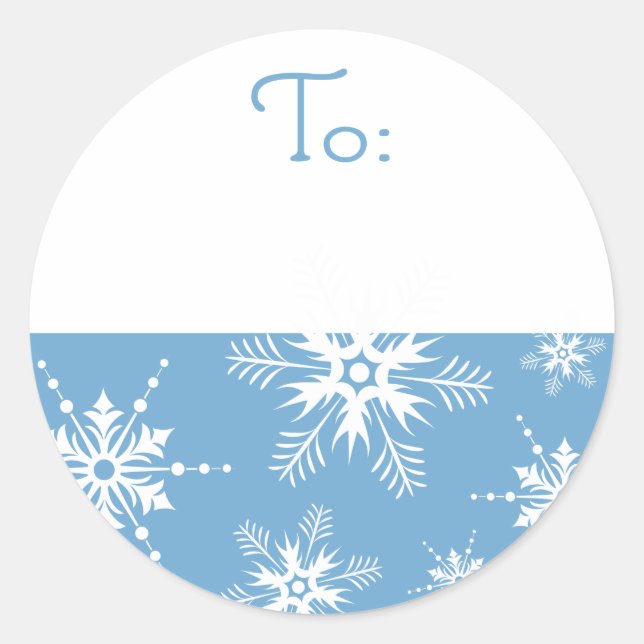Snowflake Christmas Tag - Blau Runder Aufkleber (Vorderseite)