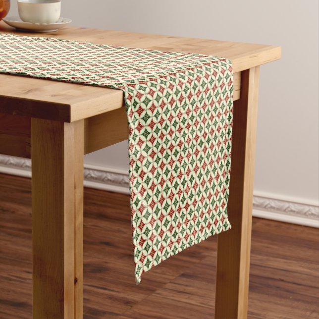 Snowflake Circles-3-14x72 COTTON TABLE RUNNER Kurzer Tischläufer (Beispiel)