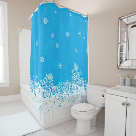 Snowflake Collection Blauer Winterduschvorhang Duschvorhang