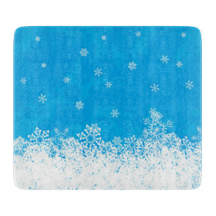 Snowflake Collection Glass Cutting Board 6"x7" Schneidebrett
