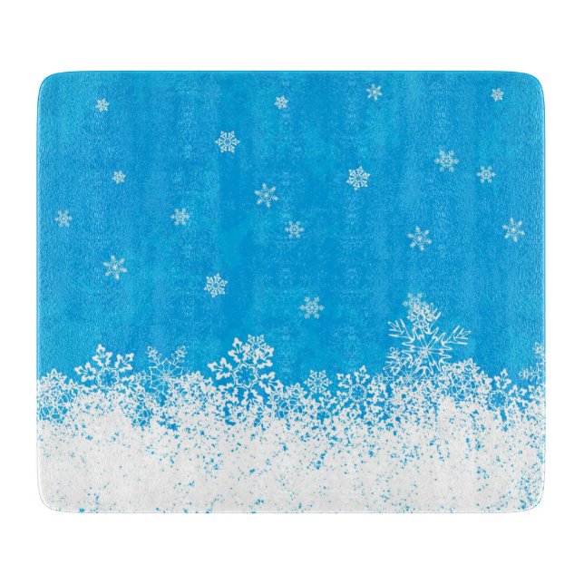 Snowflake Collection Glass Cutting Board 6"x7" Schneidebrett (Vorderseite)