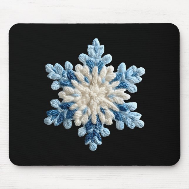 Snowflake Crochet Snow Merry Christmas Xmas Pajama Mousepad (Vorne)