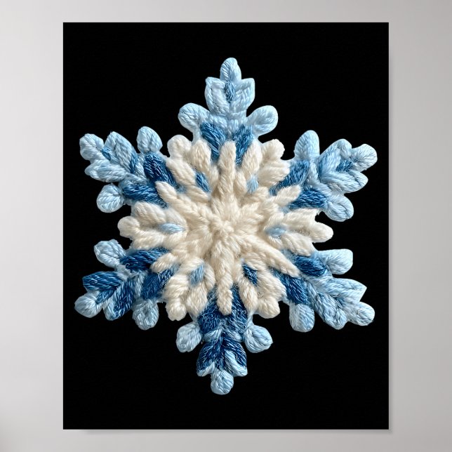 Snowflake Crochet Snow Merry Christmas Xmas Pajama Poster (Vorne)