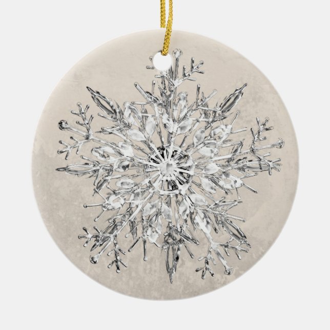Snowflake Crystal Grunge Keramik Ornament (Vorne)
