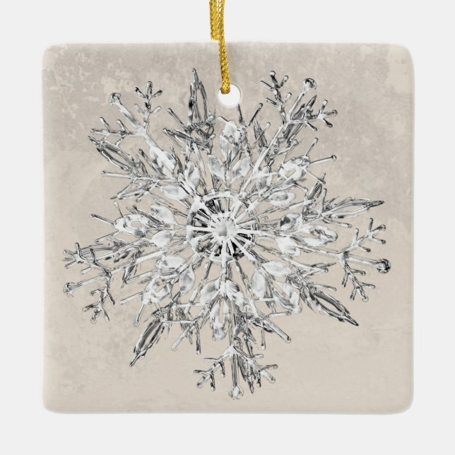 Snowflake Crystal Grunge Keramikornament (Vorderseite)