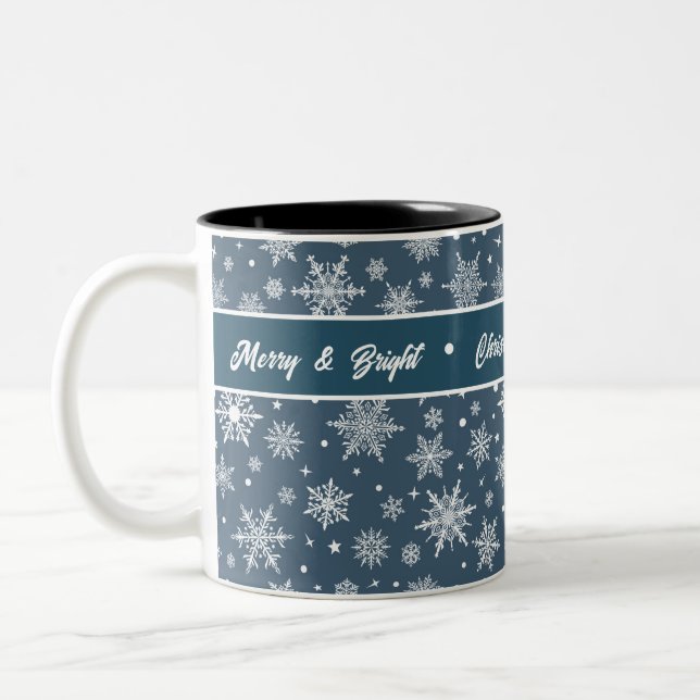 Snowflake Deep Blue Zweifarbige Tasse (Links)
