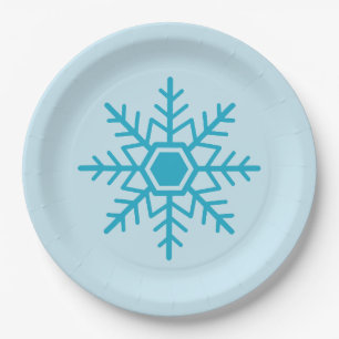 Snowflake Design Blue Pappteller