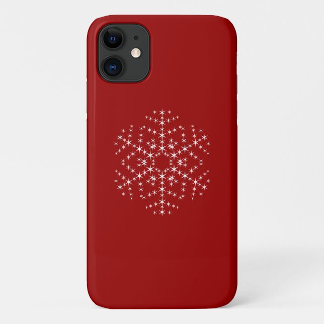Snowflake Design in Dunkelrot und Weiß. Case-Mate iPhone Hülle (Rückseite)