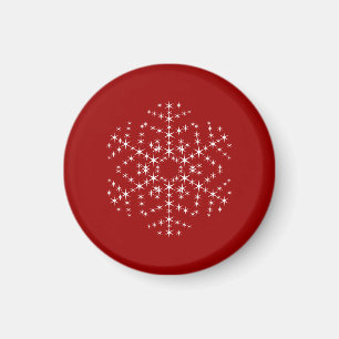 Snowflake Design in Dunkelrot und Weiß. Magnet