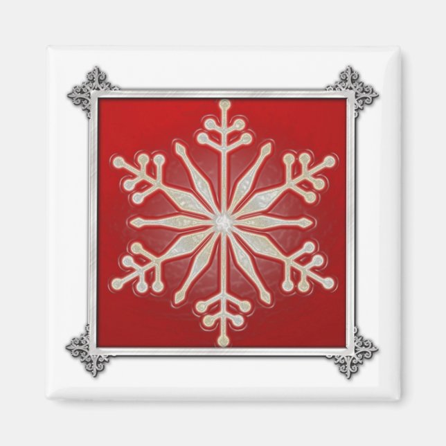 Snowflake Design Weihnachten Magnet (Vorne)