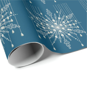 Snowflake Diamond elegante Winter blau grau Geschenkpapier