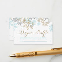 Snowflake Diaper Raffle Blue Gold Glitzer