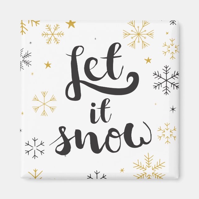 Snowflake Doodles Weihnachtsgrafik Magnet (Vorne)