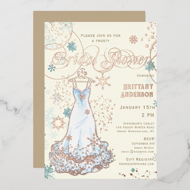 Snowflake Dress Winter Wonderland Brautparty Folieneinladung (Vorderseite/Rückseite)