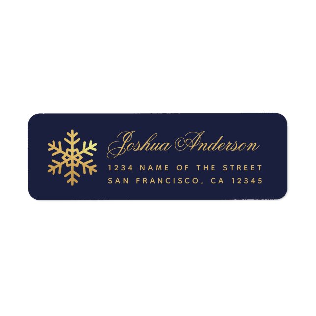 Snowflake Elegant Navy Blue Faux Gold Foil Winter  (Vorne)