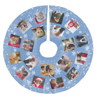 Snowflake Family Foto Collage Weihnachten Polyester Weihnachtsbaumdecke