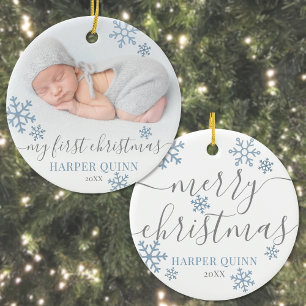 Snowflake Foto Boy Baby Mein erstes Weihnachtsfest Keramik Ornament